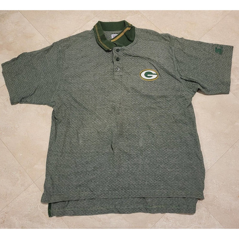 Starter‎ NFL Pro Line Green Bay Packers Mens L Large Polo Rugby T Shirt